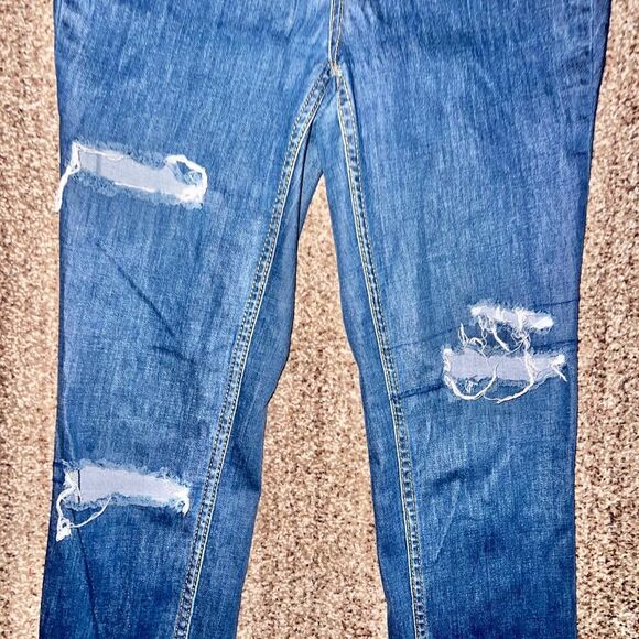 Free People Women's Distressed Blue Denim Skinny Jeans Size 27R - Picture 6 of 11